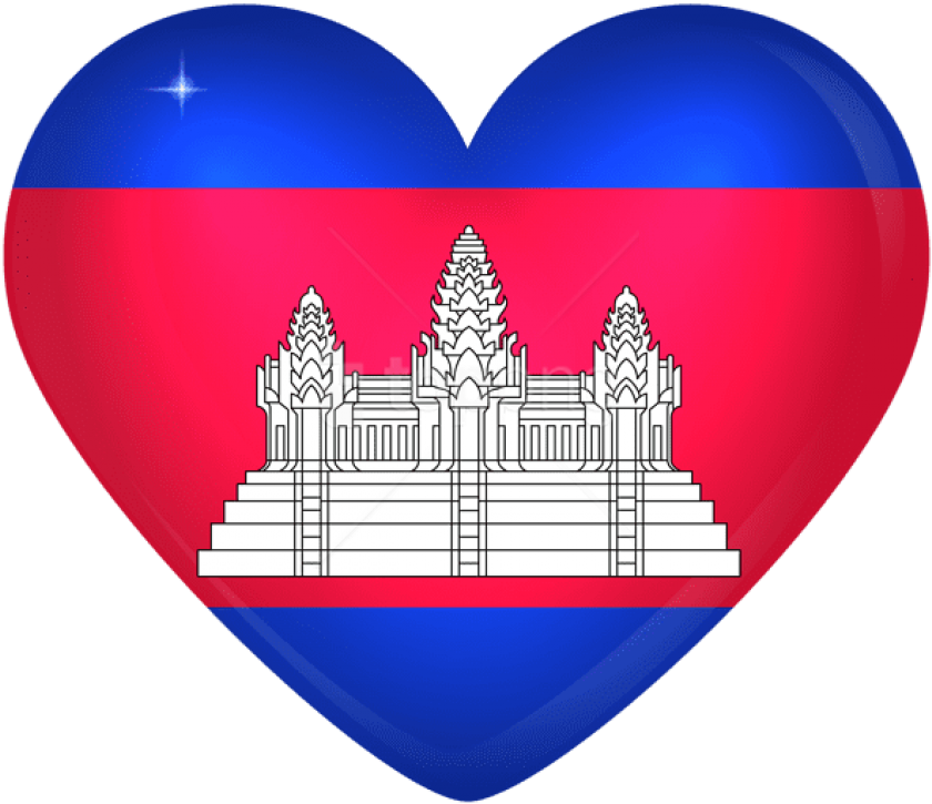 Free Png Download Cambodia Large Heart Flag Clipart - Cambodia Flag Square Transparent Png (850x740), Png Download