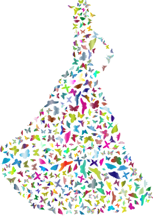 Dress Christmas Tree Party Silhouette Woman Clipart (532x750), Png Download