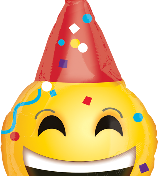 Globo Emoticon Party Hat - Emoji Birthday Face Clipart (600x600), Png Download