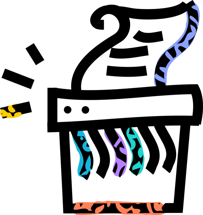 Vector Illustration Of Office Paper Shredder Destroys Clipart (661x700), Png Download