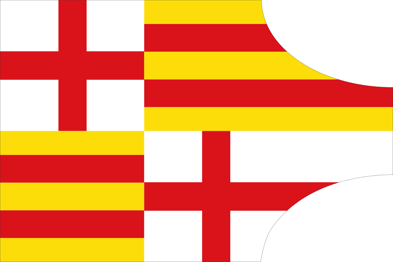 Bandera Medieval De Barcelona - Flag Of Barcelona Clipart (1280x853), Png Download