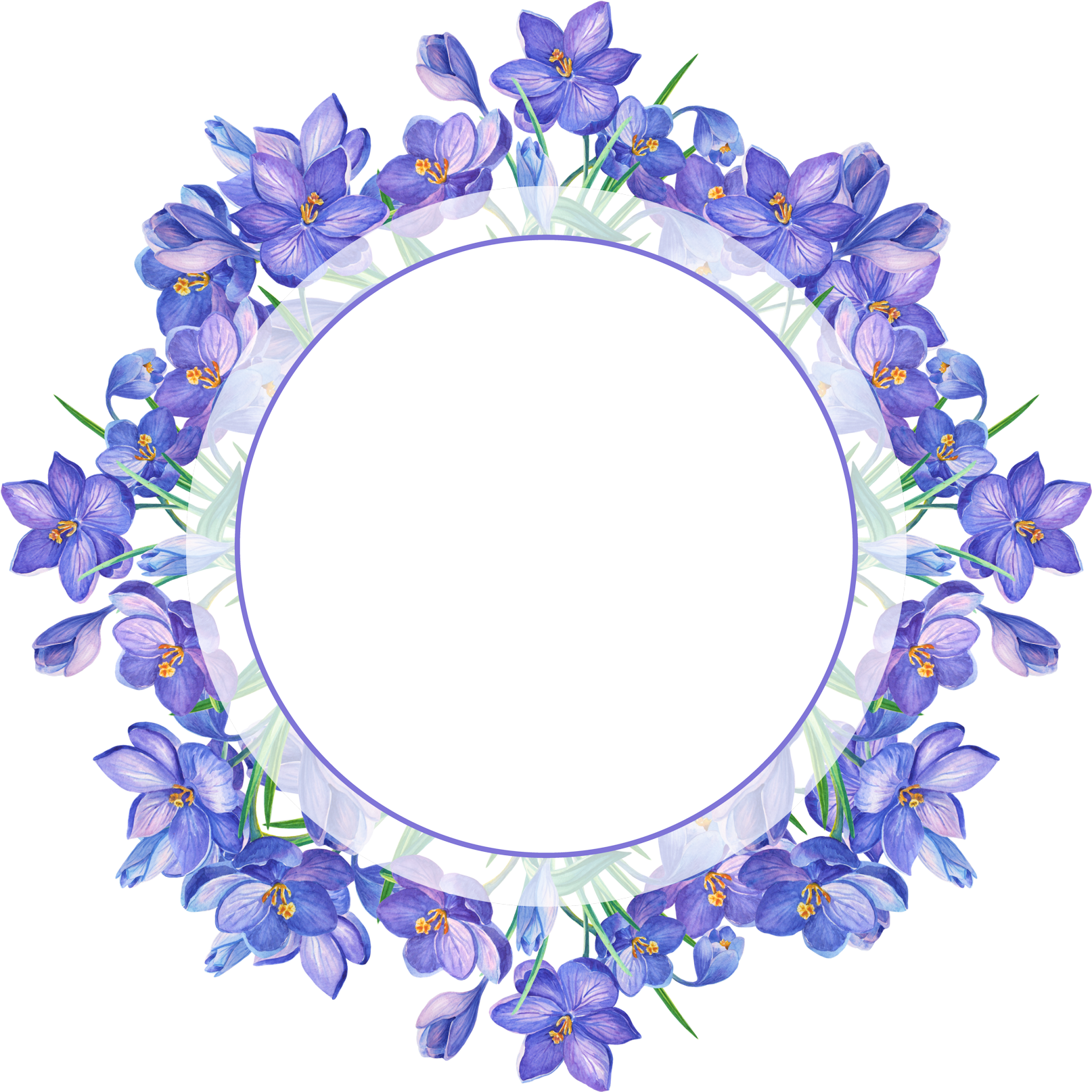 Borders For Paper, Borders And Frames, Watercolor Flowers, - Lilac Flower Garland Drawing Clipart (1614x1614), Png Download