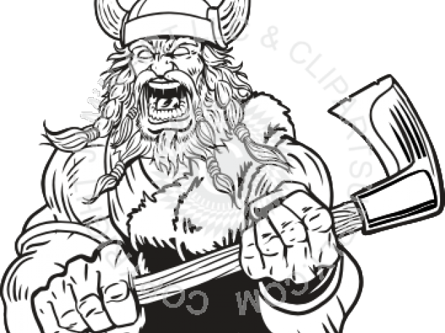 Viking Clipart Viking Beard - Viking Holding A Sword And Axe Cartoon - Png Download (640x480), Png Download