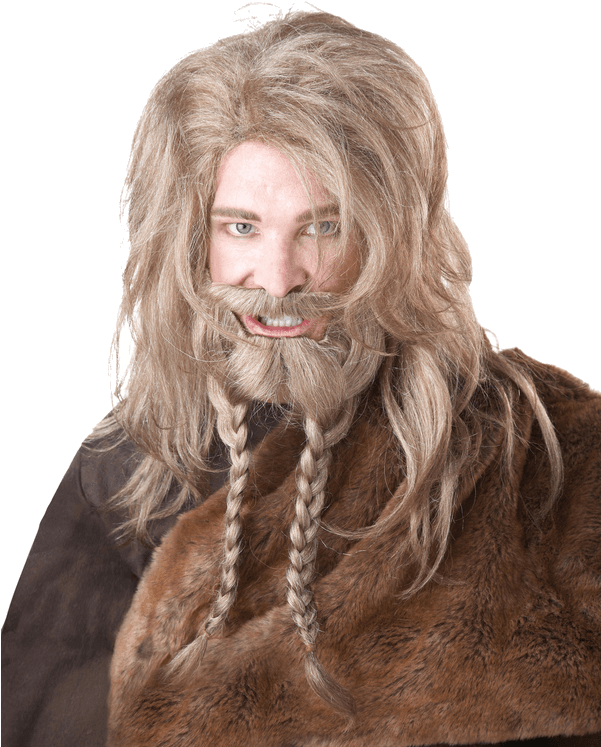Blonde Viking Wig, Beard And Moustache - Wig Beard Clipart (600x951), Png Download