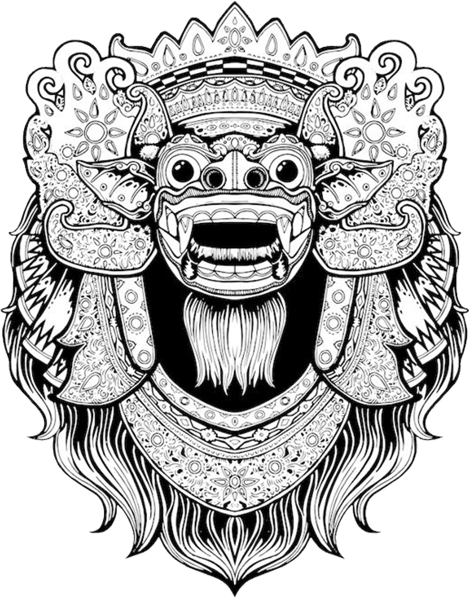 Balinese Art Bali Barong T-shirt Drawing Clipart - Barong Bali Png Transparent Png (967x1245), Png Download