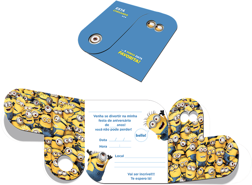 Convites De Aniversário Minions Para Editar Clipart (1000x1000), Png Download