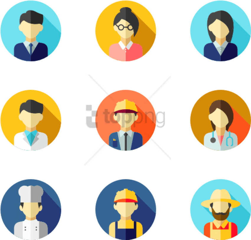 Free Png Vector Transparent Flat Circular Icon Family - Profession Icon Png Clipart (850x812), Png Download
