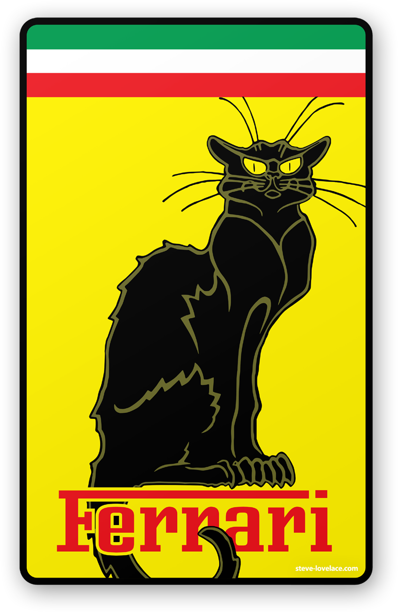 Ferrari Logos Images Wallpaper And Free Download - Tour Of Rodolphe Salis' Chat Noir Clipart (1500x1313), Png Download