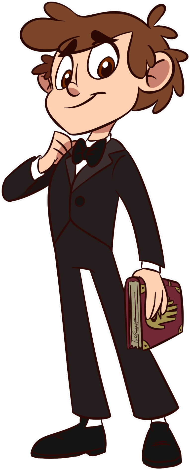 Dipper In A Suit With A Book - Cartoon Clipart (857x1920), Png Download