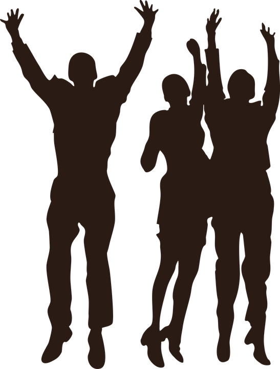 Siluetas Personas Jovenes Png - Winning Team Happy Clipart (547x720), Png Download