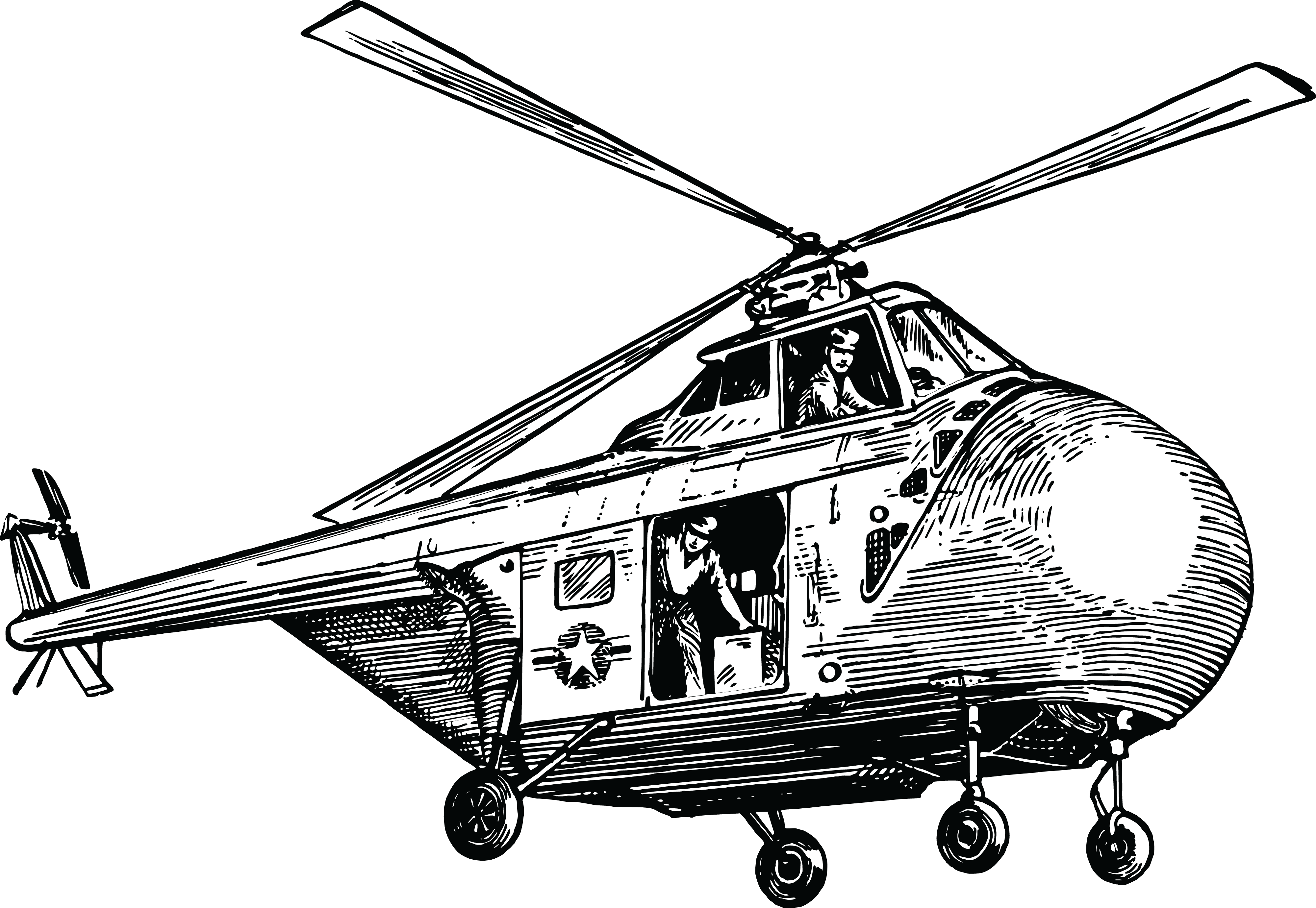 Free Clipart Of A Military Rescue Helicopter - Para Pintar De Helicópteros - Png Download (4000x2761), Png Download