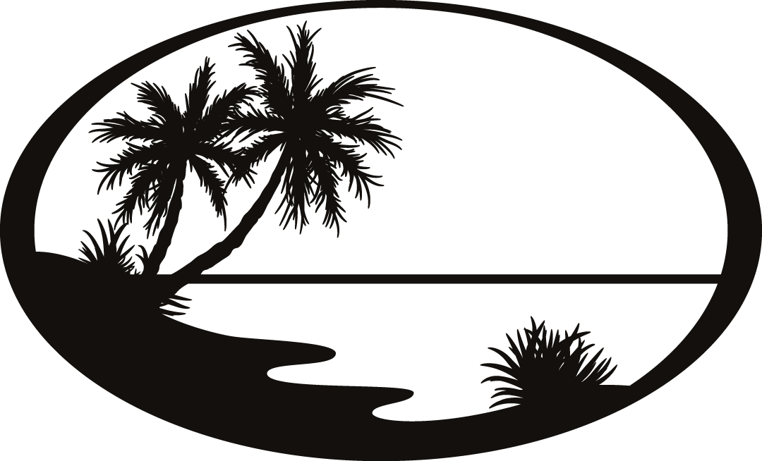 Party Beach Silhouette Labels Png - Beach Silhouette Clip Art Transparent Png (1080x654), Png Download
