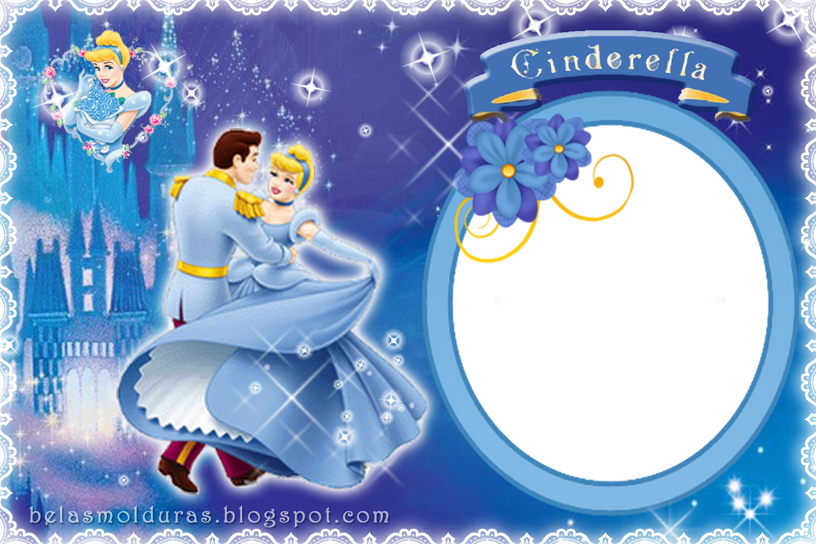 Molduras Da Cinderela - Moldura Para Fotos Cinderela Clipart (1600x1066), Png Download
