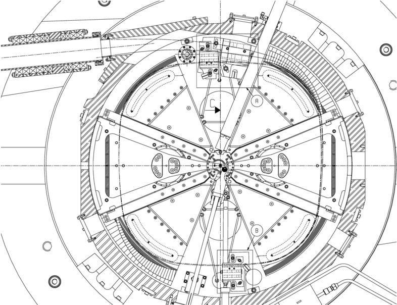 Median Plane Drawing Of The Self-extracting Cyclotron - Plane Technical Drawing Clipart (850x691), Png Download