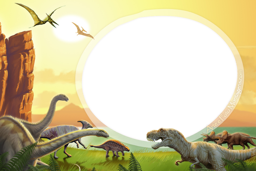 Molduras Para Fotos Gratisdinossauros - Etiqueta Escolar Dinossauro Para Imprimir Clipart (898x602), Png Download