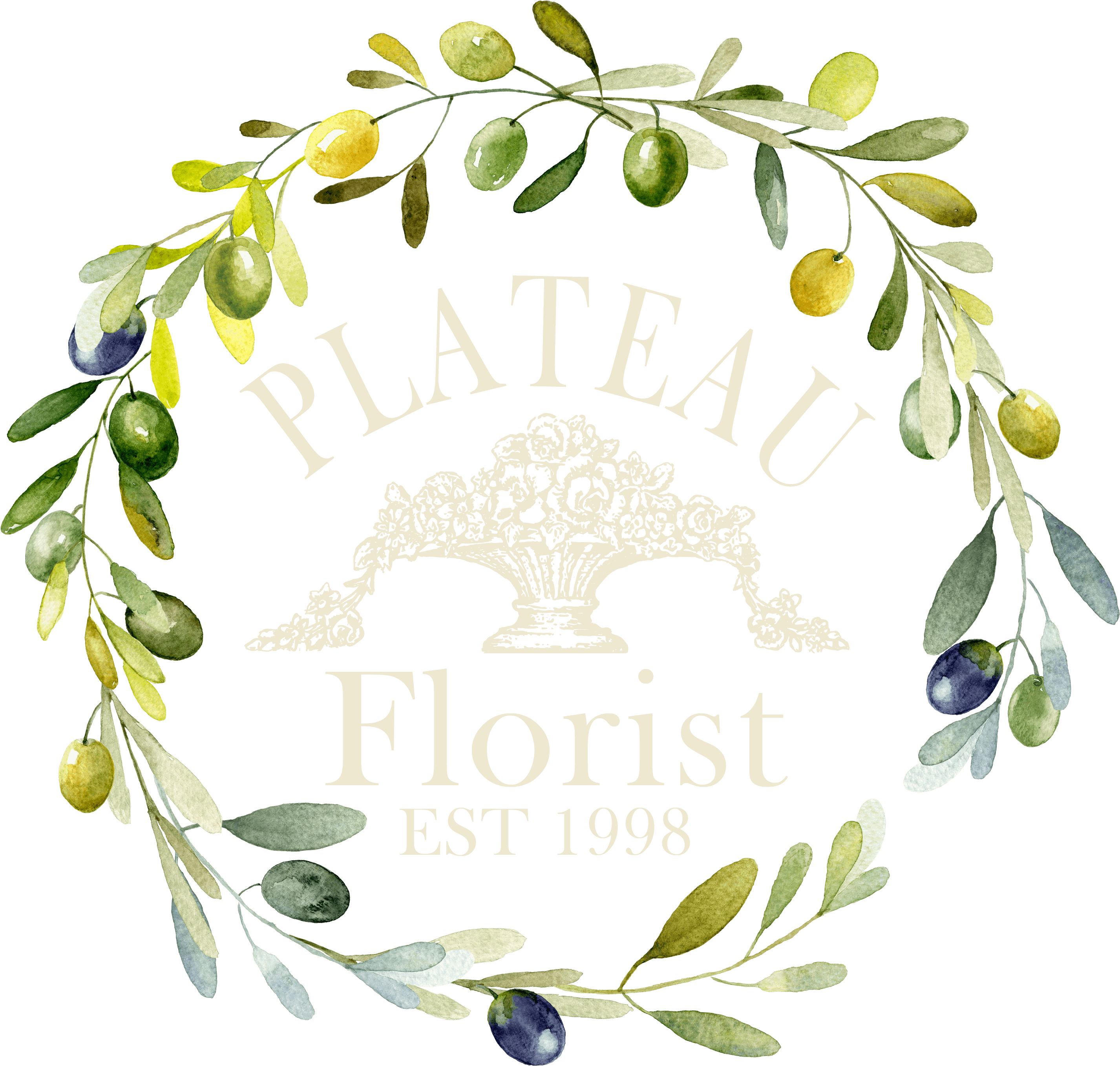 Plateau Florist - Food Sage Wreath Watercolor Clipart (3300x3300), Png Download