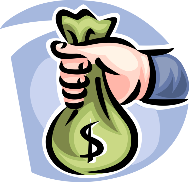 Hand Holds Bag - Hand Holding Money Bag Clipart (724x700), Png Download