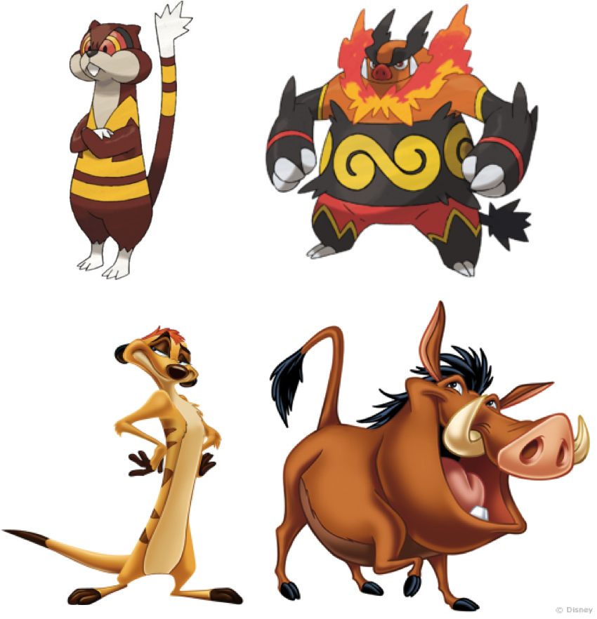 What About Timon And Pumbaa - Emboar Pokémon Clipart (877x882), Png Download