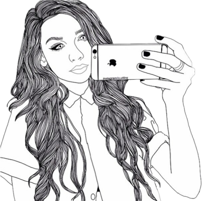 #chicas Tumblr - Girl Coloring Pages Of People Clipart (699x679), Png Download