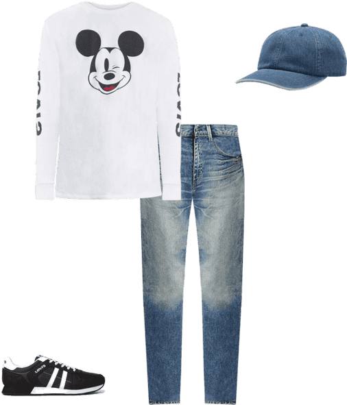 Levi's® X Disney Mickey Mouse Long Sleeve Gr - Pajamas Clipart (660x660), Png Download