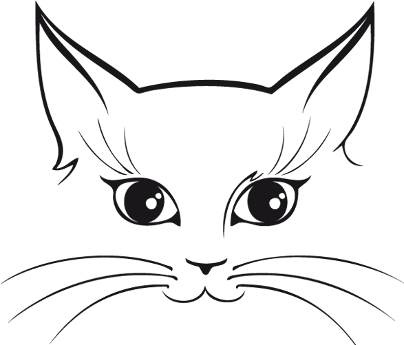 Resultado De Imagen Para Caras Gato Imprimir - Cat Face Clipart Black And White - Png Download (600x600), Png Download