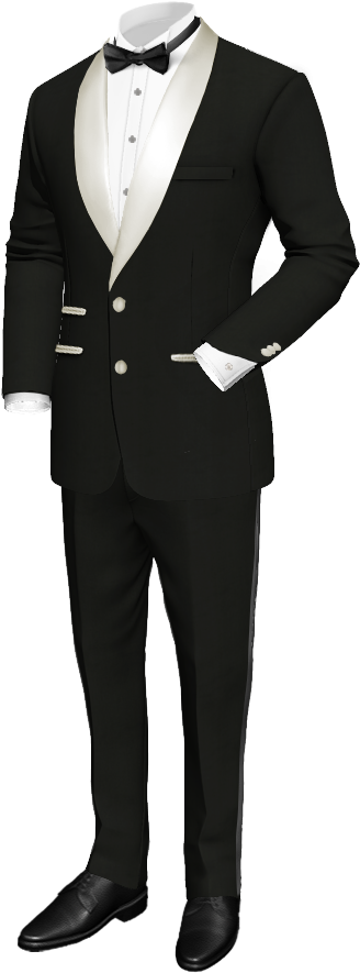 Custom Tux, Balogna Black With White Shawl Trim, 3 - Veste Costume Col Mao Clipart (400x900), Png Download