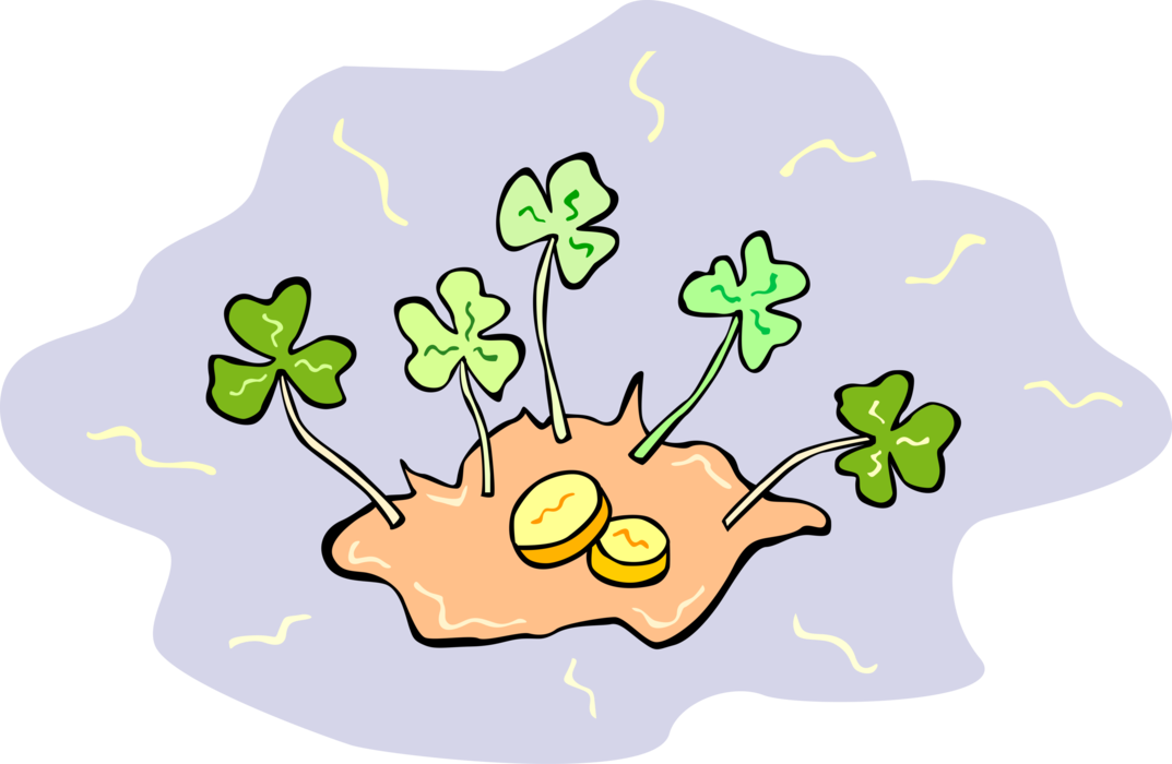 Vector Illustration Of St Patrick's Day Four-leaf Clover Clipart (1073x700), Png Download