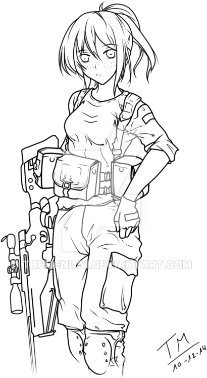 Female At Getdrawings - Army Drawing Girl Clipart (600x760), Png Download