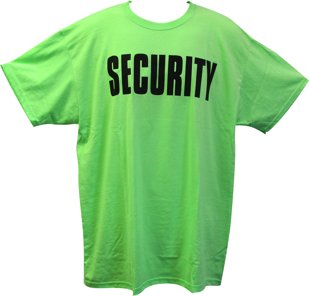 Security Neon Green Large T-shirt - Active Shirt Clipart (1024x979), Png Download