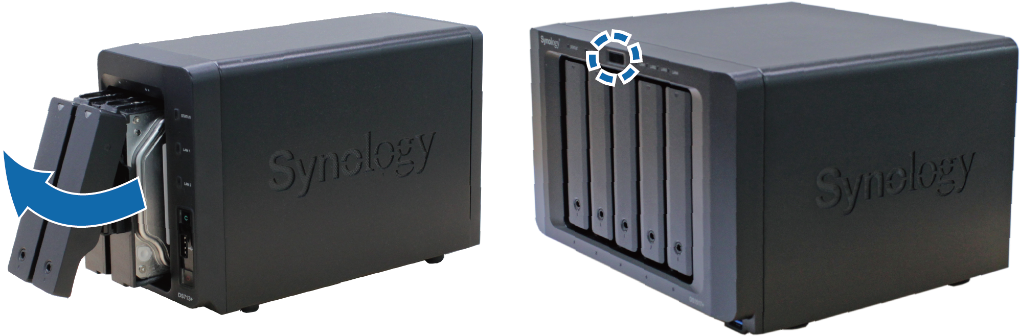 Remove The Hard Drives From The Source Synology Nas - Synology Ds413+ Clipart (2038x699), Png Download