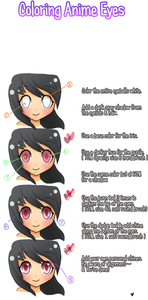 Clip Free Download Coloring Eyes Tutorial By Sxhi Ilustra - Cartoon - Png Download (500x1000), Png Download