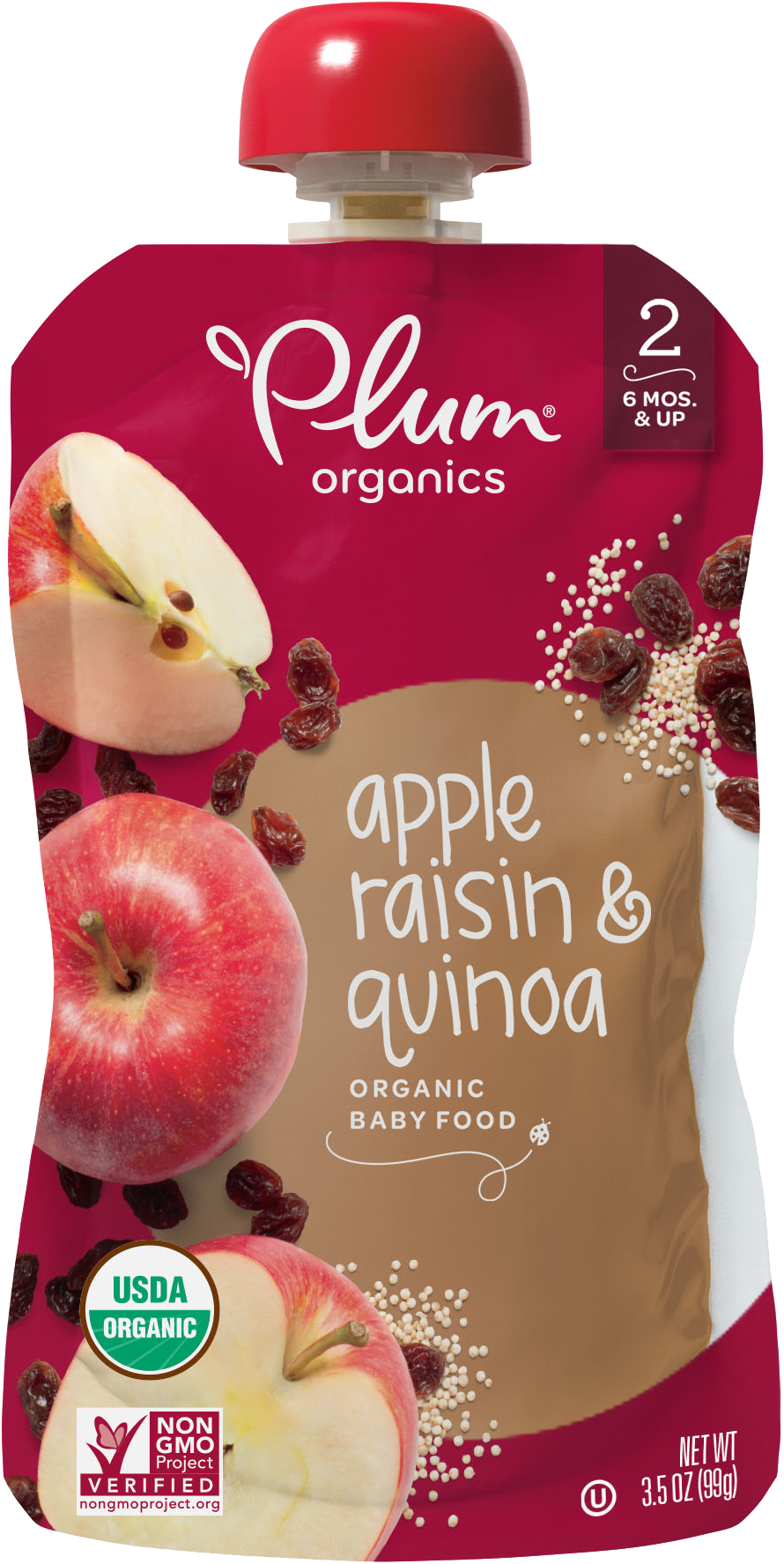 Apple, Raisin & Quinoa - Plum Organics Apple Raspberry Spinach Clipart (2000x2000), Png Download