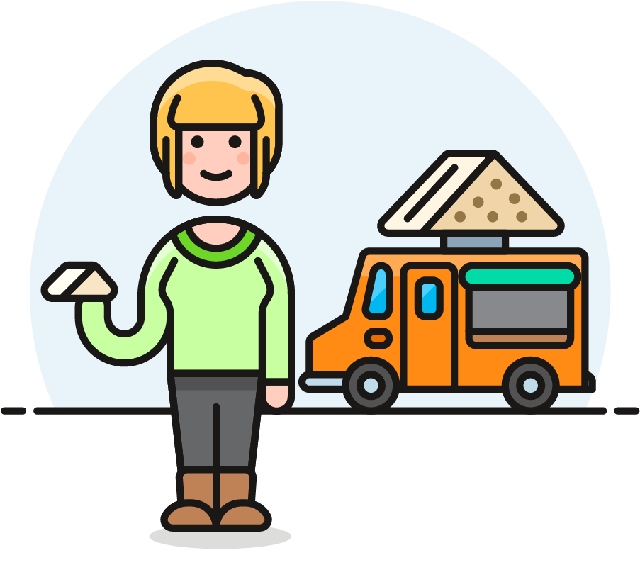 36 Sandwich Food Truck Female Caucasian - Cartoon Clipart (1025x1148), Png Download