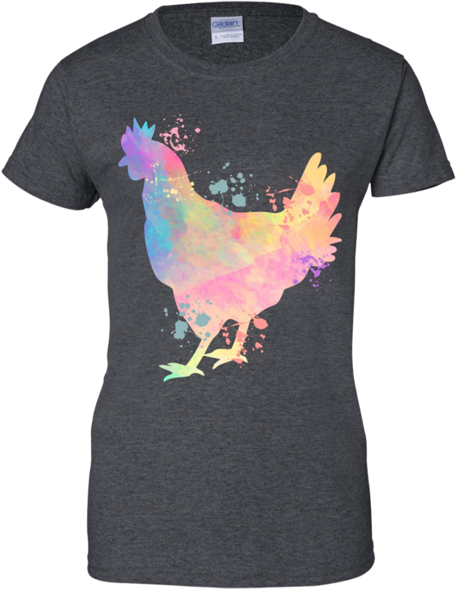 Chicken Watercolor Splash Animal Lover Apparel - Shirt Clipart (888x1146), Png Download