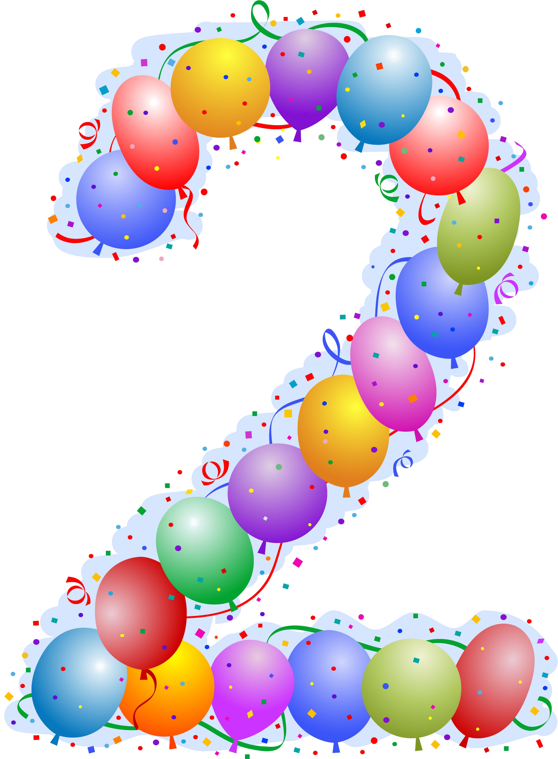 Numero 2 Con Globos Clipart (1900x2800), Png Download