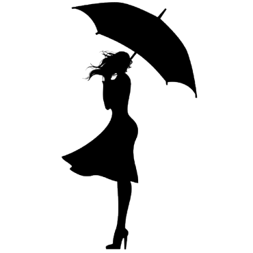 #silhouette #woman#umbrella #freetoedit - Girl Standing In The Rain Clipart (370x370), Png Download