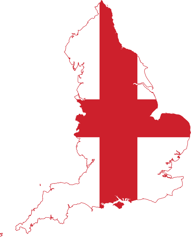 Flag Map Of England - Map Of England With Flag Clipart (620x768), Png Download