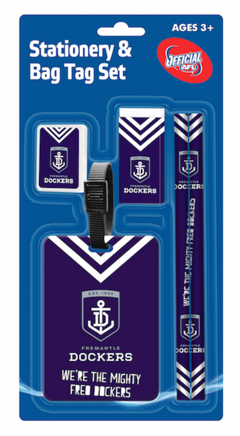 Fremantle Dockers Afl Stationery And Bag Tag Set - Official Afl Stationery Clipart (800x860), Png Download