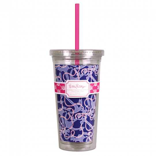 Lilly Pulitzer Acrylic Tumbler With Straw, Booze Cruise - Drinking Straw Clipart (540x800), Png Download