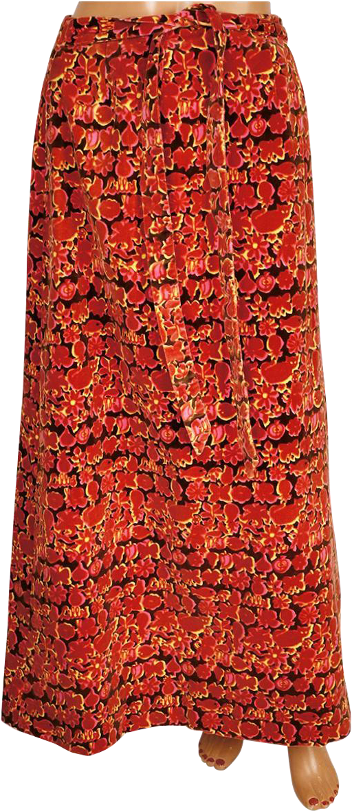 Vintage Lilly Pulitzer Maxi Skirt 1960s Printed Velvet - Wrap Skirt Maxi Cotton Clipart (1180x1180), Png Download