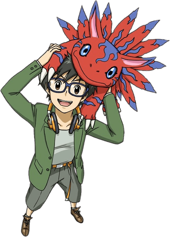 Digimon Characters Keito Tamada And Elecmon - Digimon Elecmon Clipart (552x766), Png Download