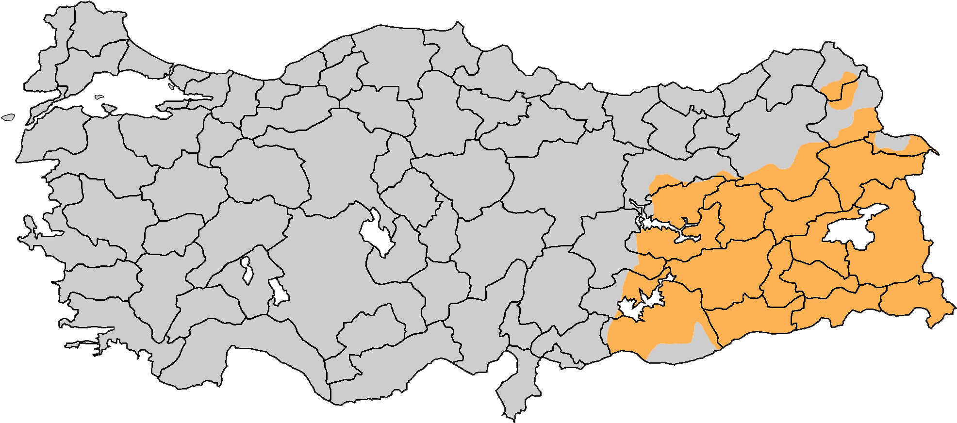 Kurdistan Of Turkey - Kurdish Majority In Turkey Clipart (2000x977), Png Download