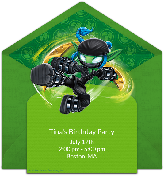 Skylanders Stealth Elf Online Invitation - Graphic Design Clipart (650x650), Png Download