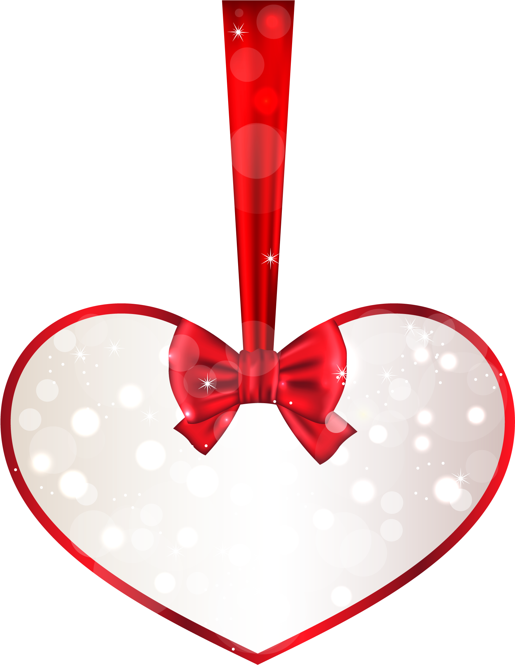 Red And White Heart Decor Png Clipart - Png Heart Decoration Transparent Png (1888x2176), Png Download