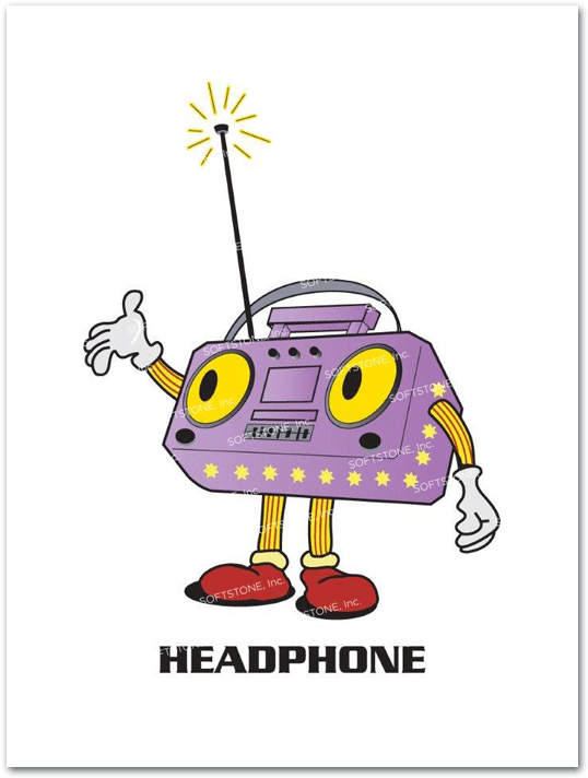 "voices Of Cj" Character Poster- Headphone - Cartoon Clipart (750x750), Png Download
