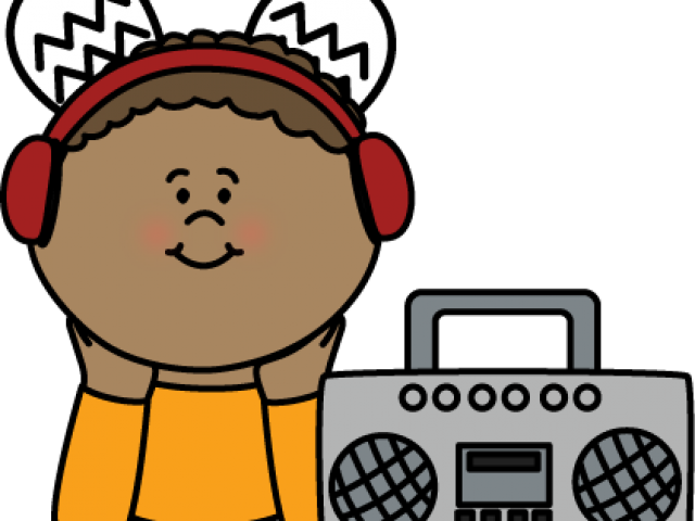 Headphones Clipart Listening Center - Girl Listening To Music Clipart - Png Download (640x480), Png Download