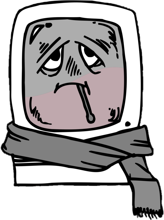 Computer With A Virus Wearing A Scarf - ویروس کامپیوتر Clipart (758x750), Png Download