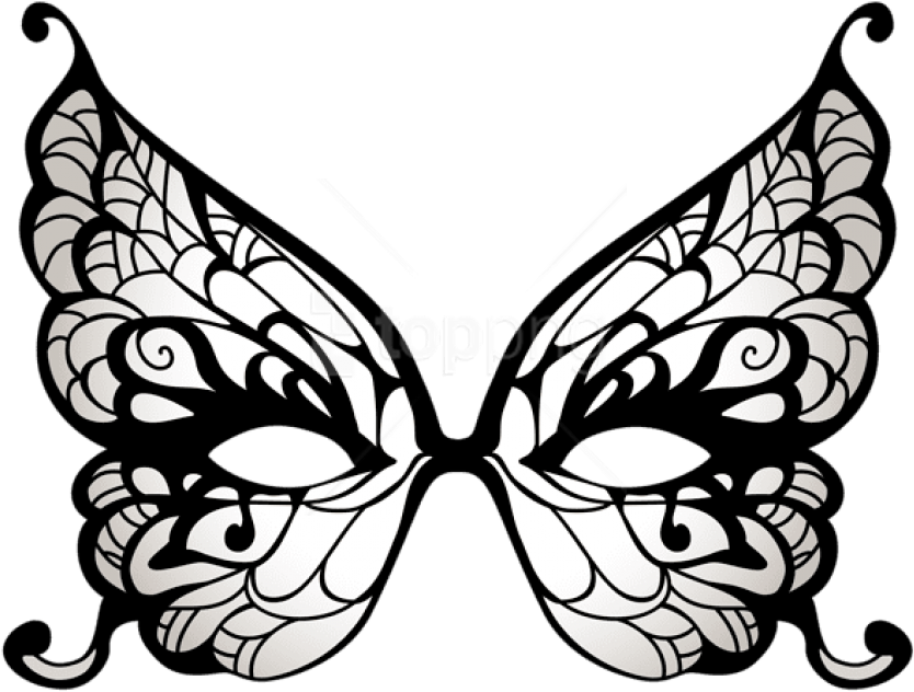 Free Png Download Butterfly Carnival Mask Clipart Png - Masquerade Mask Clip Art Transparent Png (850x648), Png Download