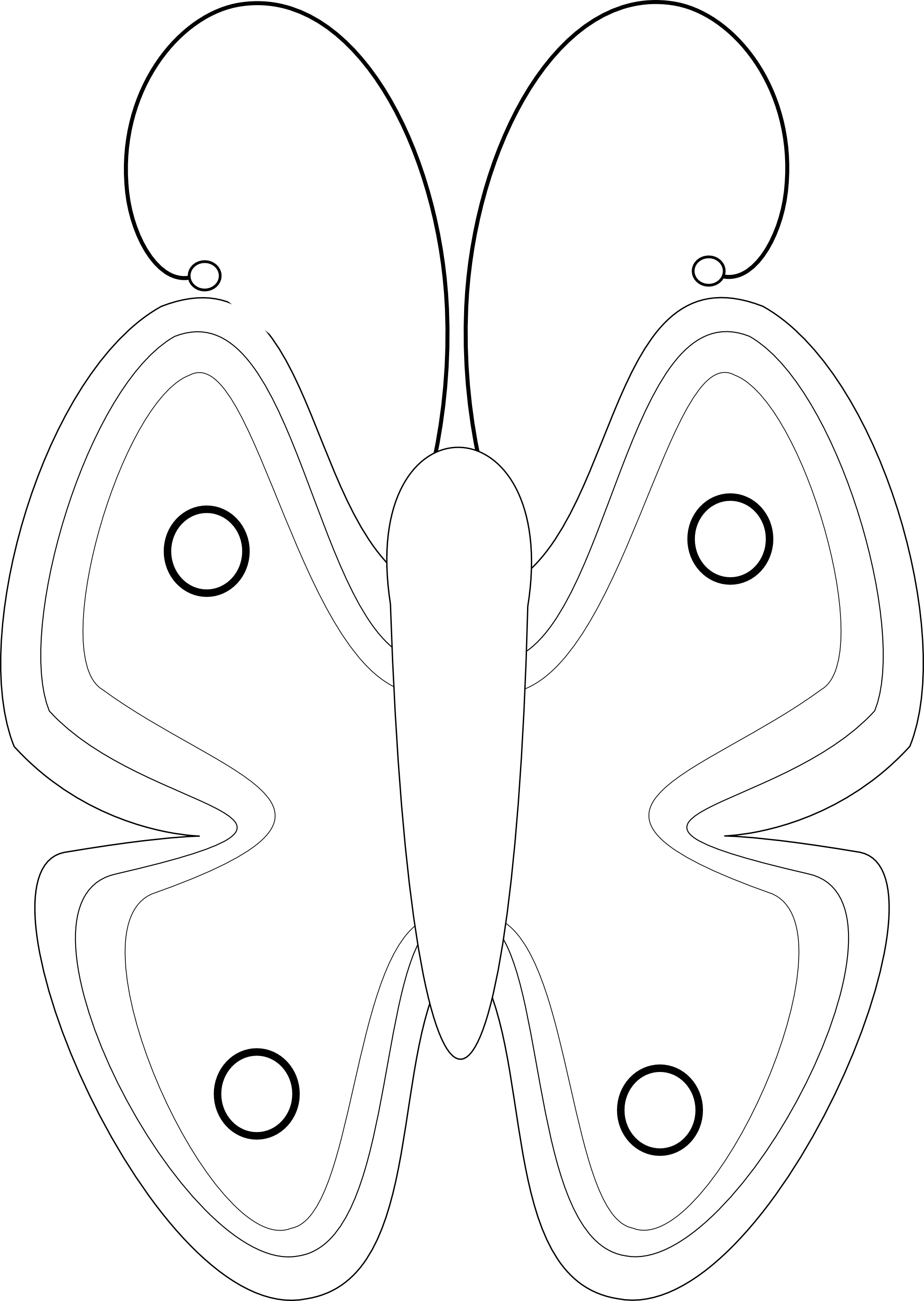 Butterfly 56 Black White Line - Butterfly Clipart (1969x2772), Png Download
