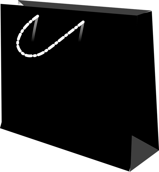 Bag Black Paper Shopping Shop Tote - Bolsa De Papel Negra Clipart (666x720), Png Download